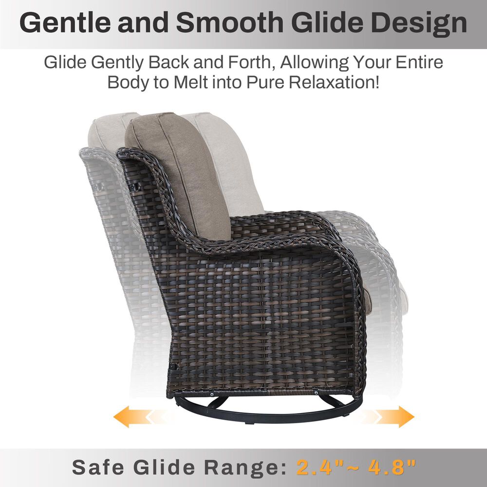 Sunwell Garden Patio Swivel Rocker Chair with Brown Rattan in Gray (Set of 2), , large