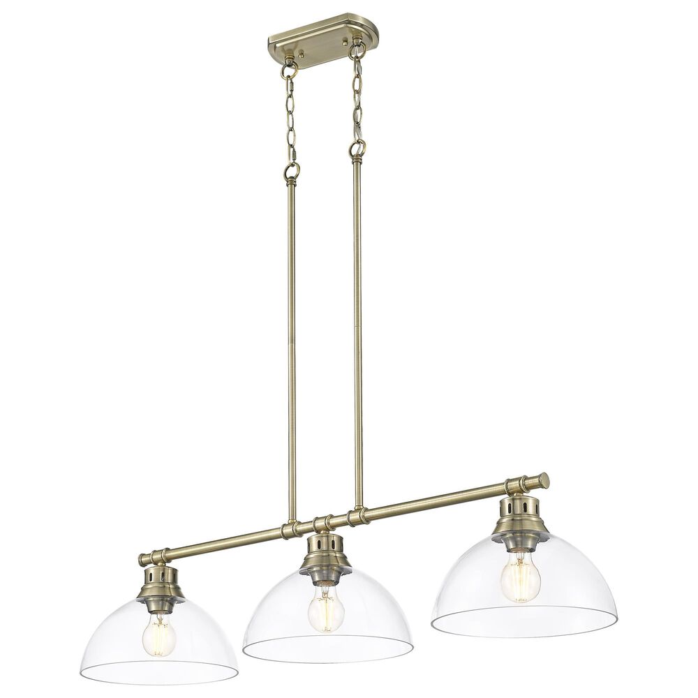 Golden Lighting Duncan 3-Light Pendant with Clear Shade in Aged Brass, , large