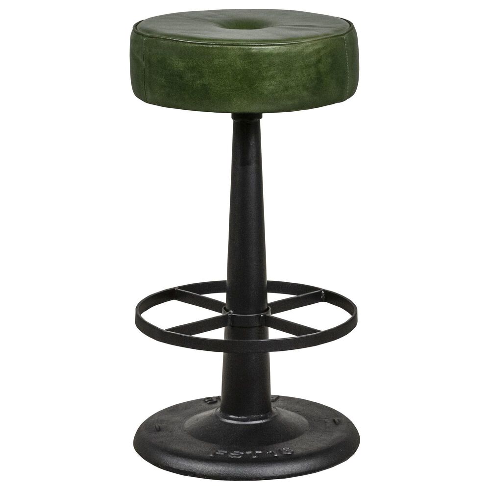 Stone Haven Gavin Counter Stool with Green Upholstered Leather and Black Finish, , large