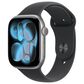 Apple Watch Series 11 (GPS) 46mm Aluminum Case with Black Sport Band - S/M in Space Gray and 2-Year AppleCare+, , large