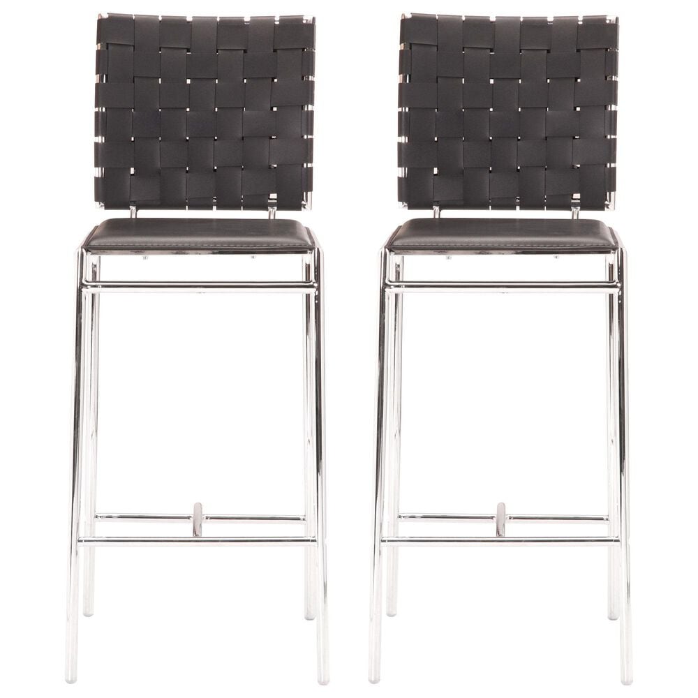 Zuo Modern Criss Cross Counter Stool in Black &#40;Set of 2&#41;, , large
