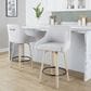 LumiSource Hannah Swivel Counter Stool with Grey Fabric Upholstery in Whitewashed and Black (Set of 2), , large