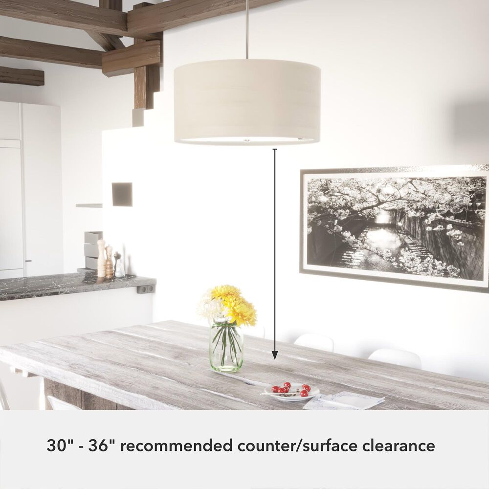 Hunter Solhaven 4-Light Mini Pendant with Bleached Alder Shade in Brushed Nickel, , large