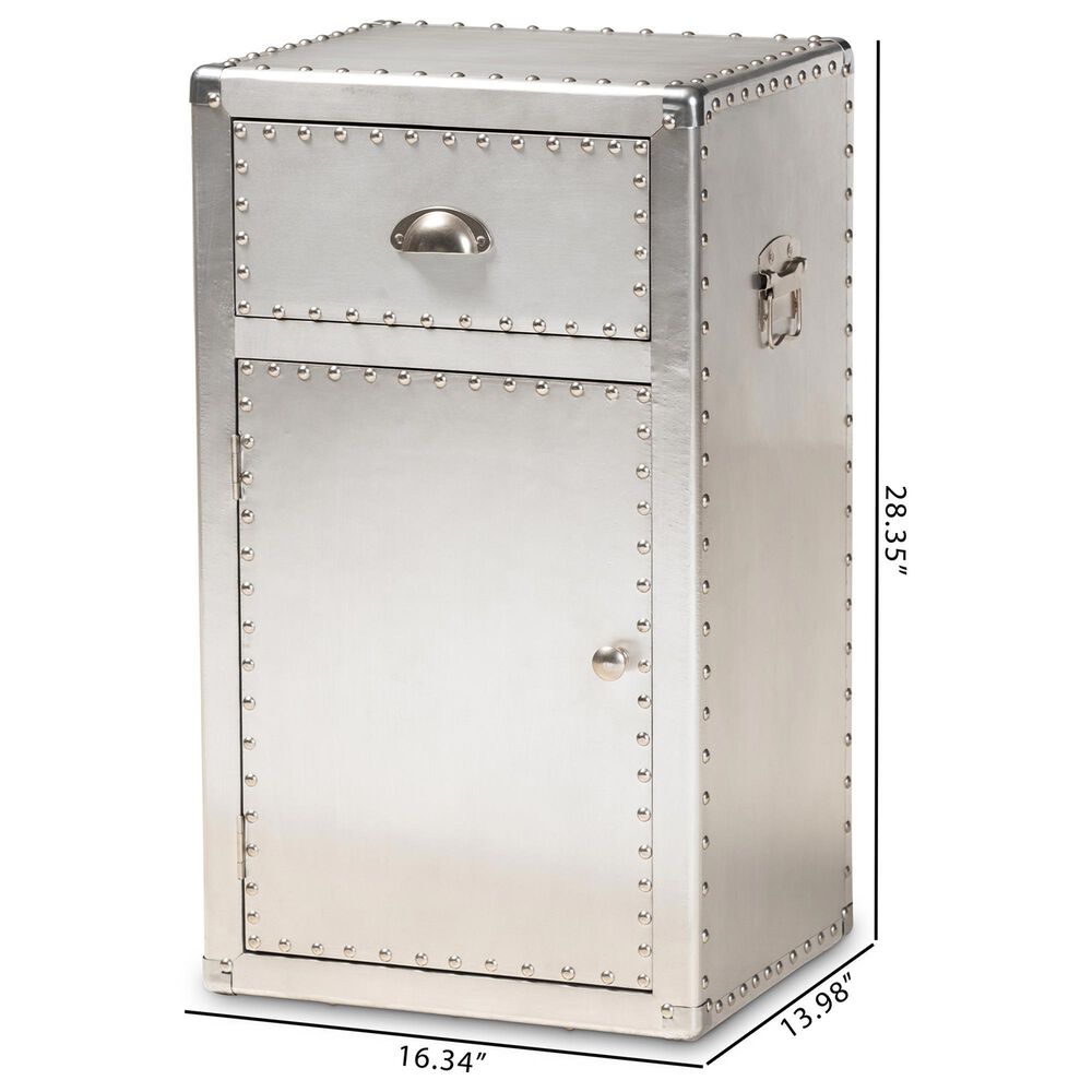 Baxton Studio Serge 1-Door Accent Storage Cabinet in Silver, , large
