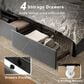 HOMLUX Full Upholstered Platform Storage Bed with Headboard Shelf and USB Charging Station in Gray, , large