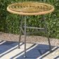 Hearth and Haven Orlando Round Patio Side Table in Light Brown and Polished Black, , large