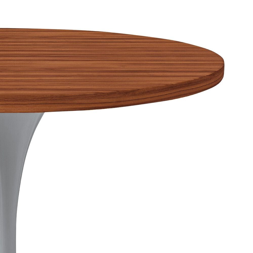 Leisuremod Verve 36&quot; Round Dining Table with MDF Top in White and Cognac Brown - Table Only, , large