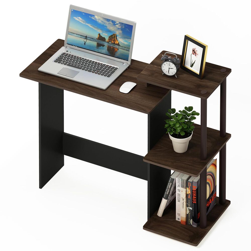HOMLUX 40" Computer Desk with Open Side Shelves in Columbia Walnut and Brown, , large