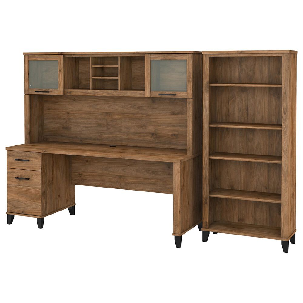 Bush Somerset 3 Piece Office Desk Set in Fresh Walnut NFM