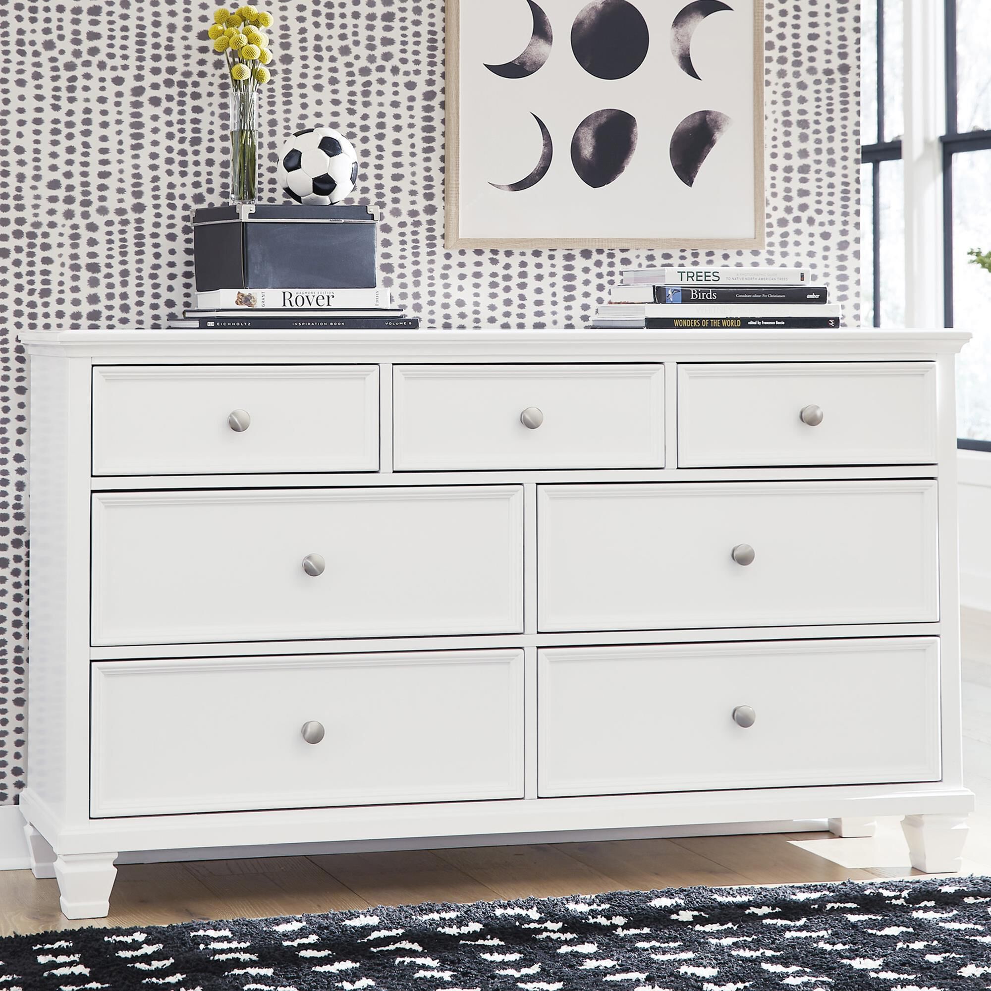 Wide on sale white dresser