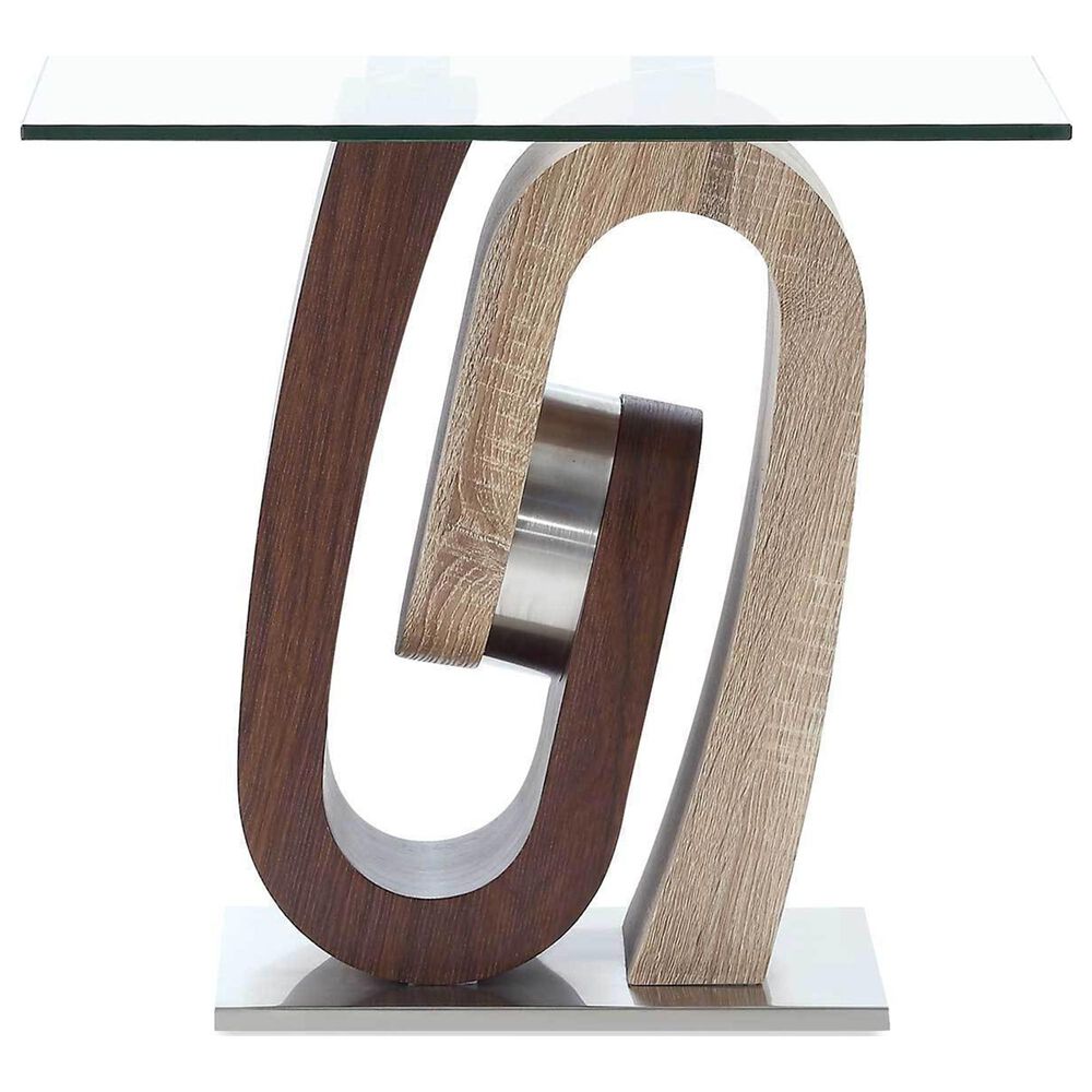 Global Furniture USA End Table in Walnut, Oak, Chrome and Clear, , large