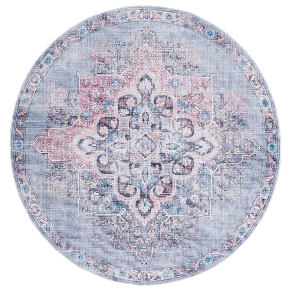 Safavieh Serapi 6"7" Round Ivory and Blue Area Rug, , large