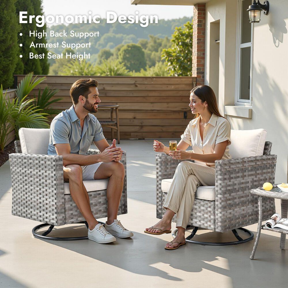 HOMLUX 10-Piece Outdoor Patio Wicker Sectional Furniture Set in Beige, , large