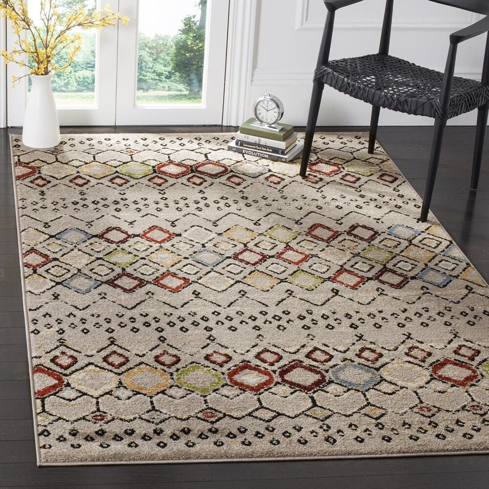 Safavieh Amsterdam AMS108G-5 5"1" x 7"6" Light Grey/Multi Area Rug, , large
