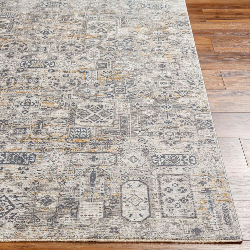 Surya Cardiff CDF-2310 Charcoal, Light Gray, Medium Gray, Camel and Blue 2'7" x 3'11" Area Rug, , large