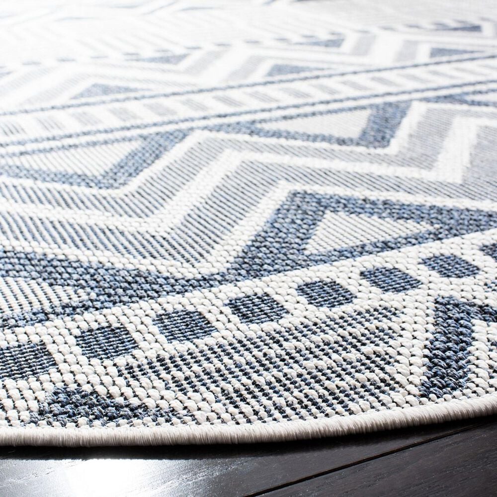 Safavieh Bermuda 5&#39; Round Cream and Navy Indoor/Outdoor Area Performance Rug, , large