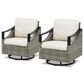Sunwell Garden Patio Swivel Glider Chair with Gray Frame and Curved Cushion in Beige (Set of 2), , large