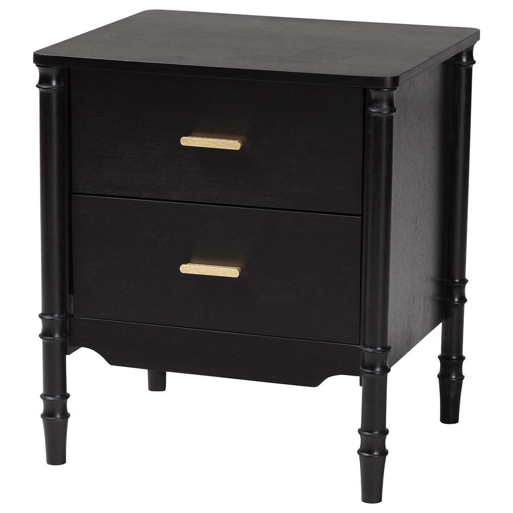 Baxton Studio Marisela 2-Drawer Nightstand in Black, , large
