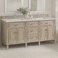 James Martin Vanities Lorelai 72" Double Bathroom Vanity in Whitewashed Oak with 3 cm Eternal Jasmine Pearl Silestone Top, Rectangular Sinks and FreePower Wireless Charger, , large