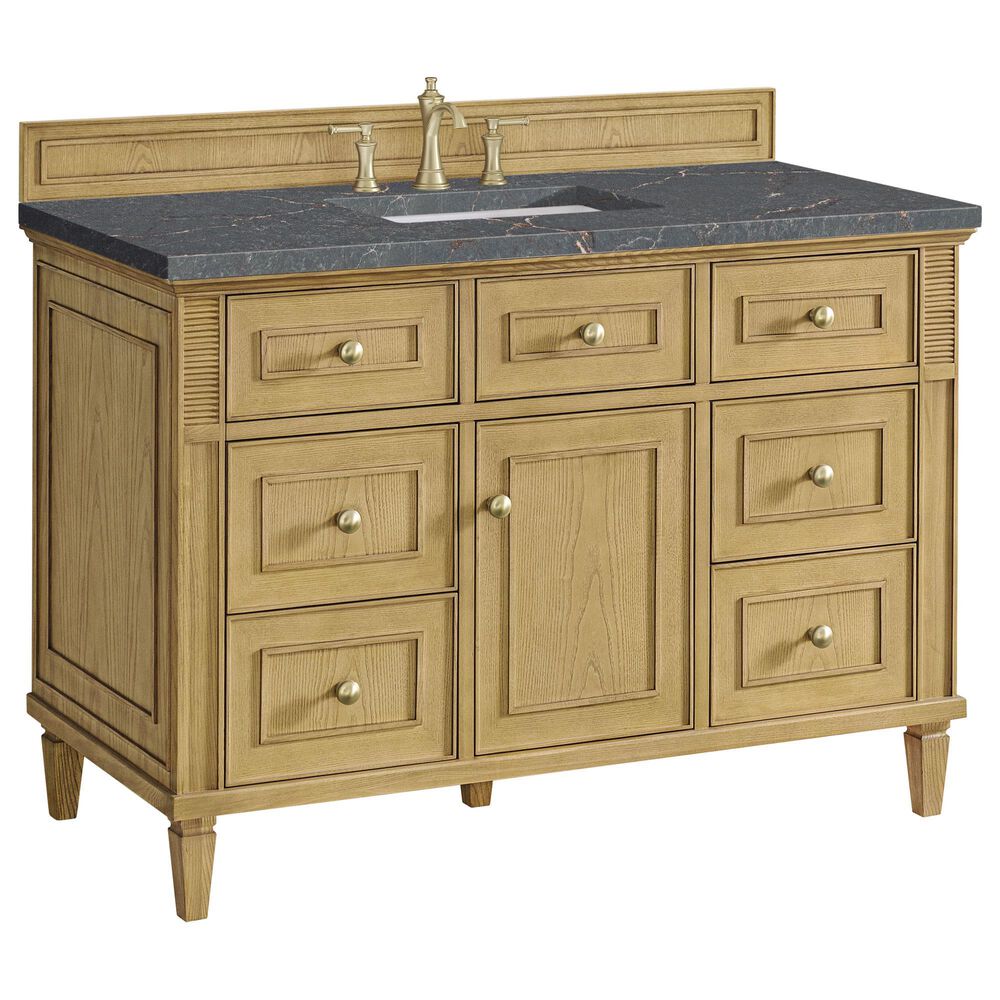 James Martin Vanities Lorelai 48" Single Vanity in Light Natural Oak with 3 cm Parisien Bleu Quartz Top, , large