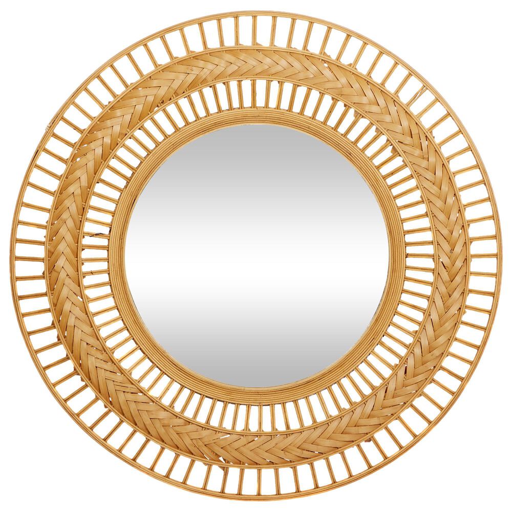 Maple and Jade 36&quot; Round Wall Mirror in Matte Brown, , large