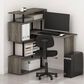 HOMLUX 5-Tier Shelves L-Shape Computer Desk in French Oak Grey and Black, , large