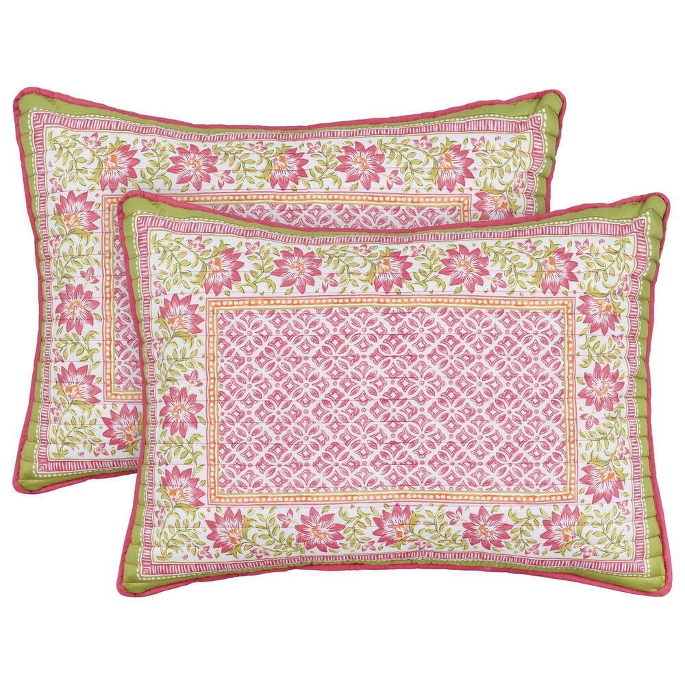 J. Queen Bold Shiloh 2-Piece Twin/Twin XL Quilt Set in Pink, Green and Orange, , large