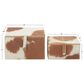 Maple and Jade 2-Piece Handmade Decorative Box Set with Snap Front Closure in Brown and White, , large