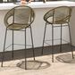 Hearth and Haven Ferrara Outdoor Faux Wicker Barstool in Green (Set of 2), , large