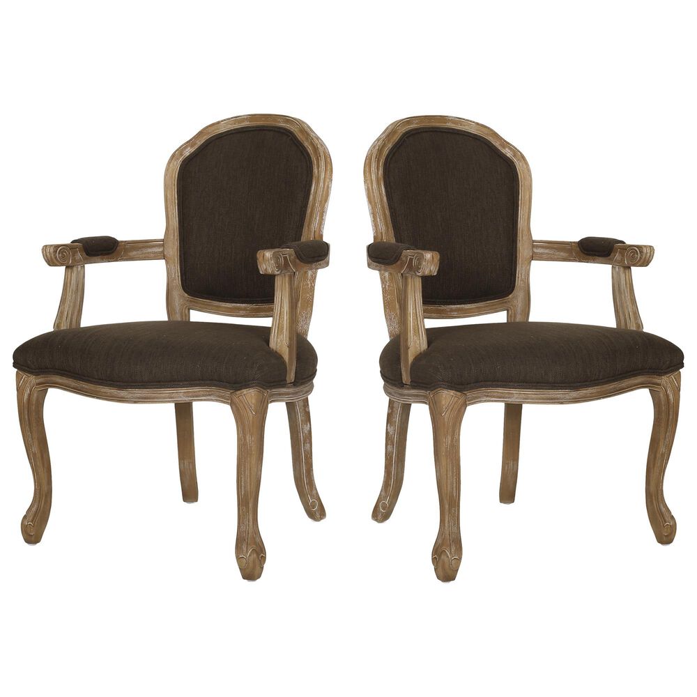 Noble House Nita Arm Chair in Weathered Brown (Set of 2), , large