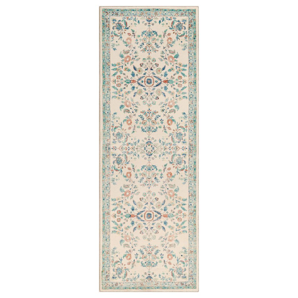 Surya Erin 2"6" x 7"6" Cream, Orange, Denim, Butter and Emerald Runner, , large