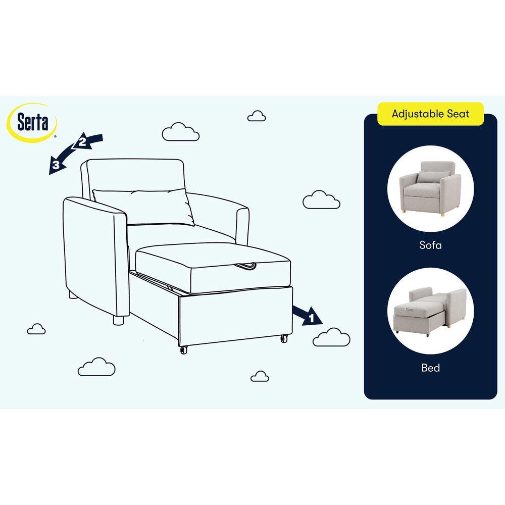 Lifestyle Solutions Conley Convertible Chair in Light Grey, , large