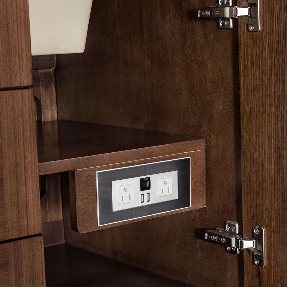James Martin Vanities Amberly 60&quot; Double Bathroom Vanity in Walnut with 3 cm Charcoal Soapstone Quartz Top and Rectangular Sinks, , large