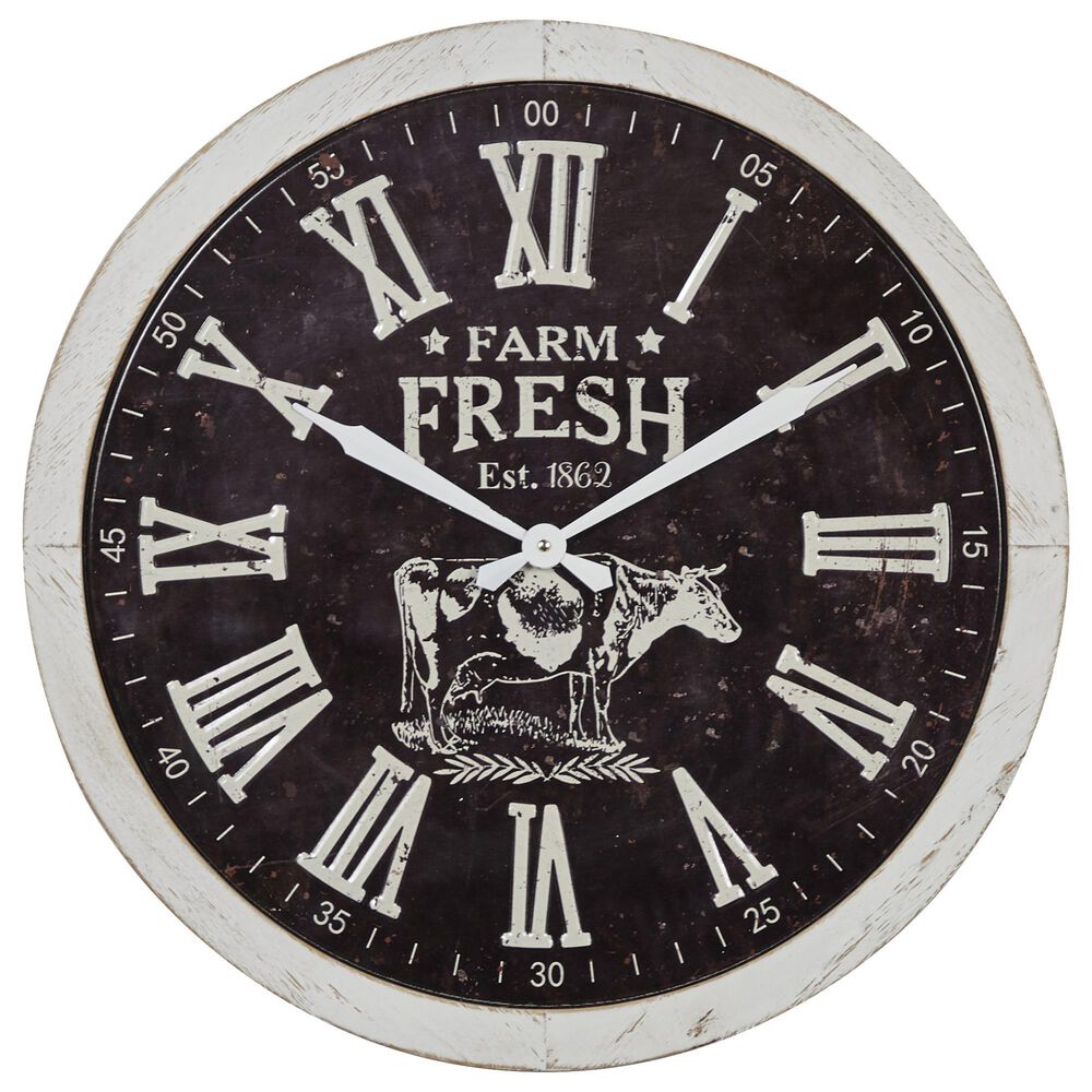 Maple and Jade 24" Wall Clock in White and Black, , large