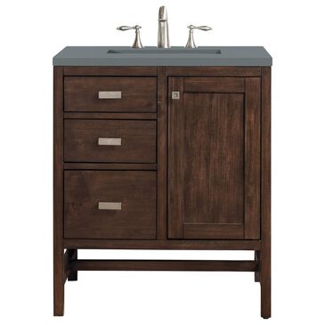 James Martin Addison 30" Single Bathroom Vanity in Mid Century Acacia with 3 cm Cala Blue Quartz Top and Rectangular Sink, , large
