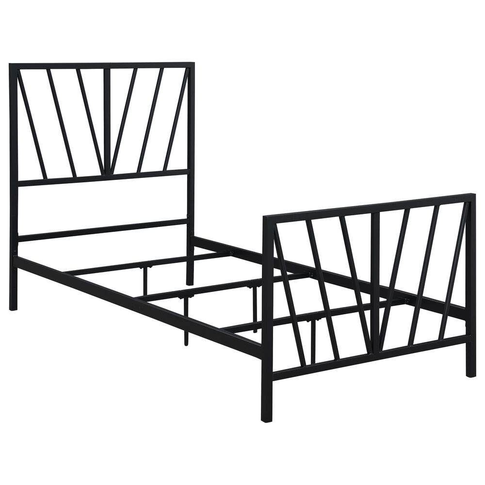 Accentric Approach Twin Metal Slat Bed in Black, , large