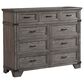 Hawthorne Furniture Forge 9-Drawer Dresser and Mirror in Wire Brushed Steel Gray, , large