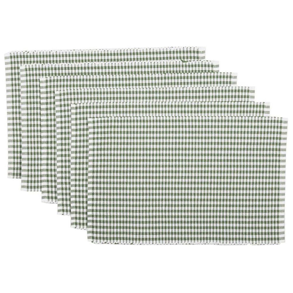 VHC Tara Rib Weave Placemat Set in Moss Green (Set of 6), , large