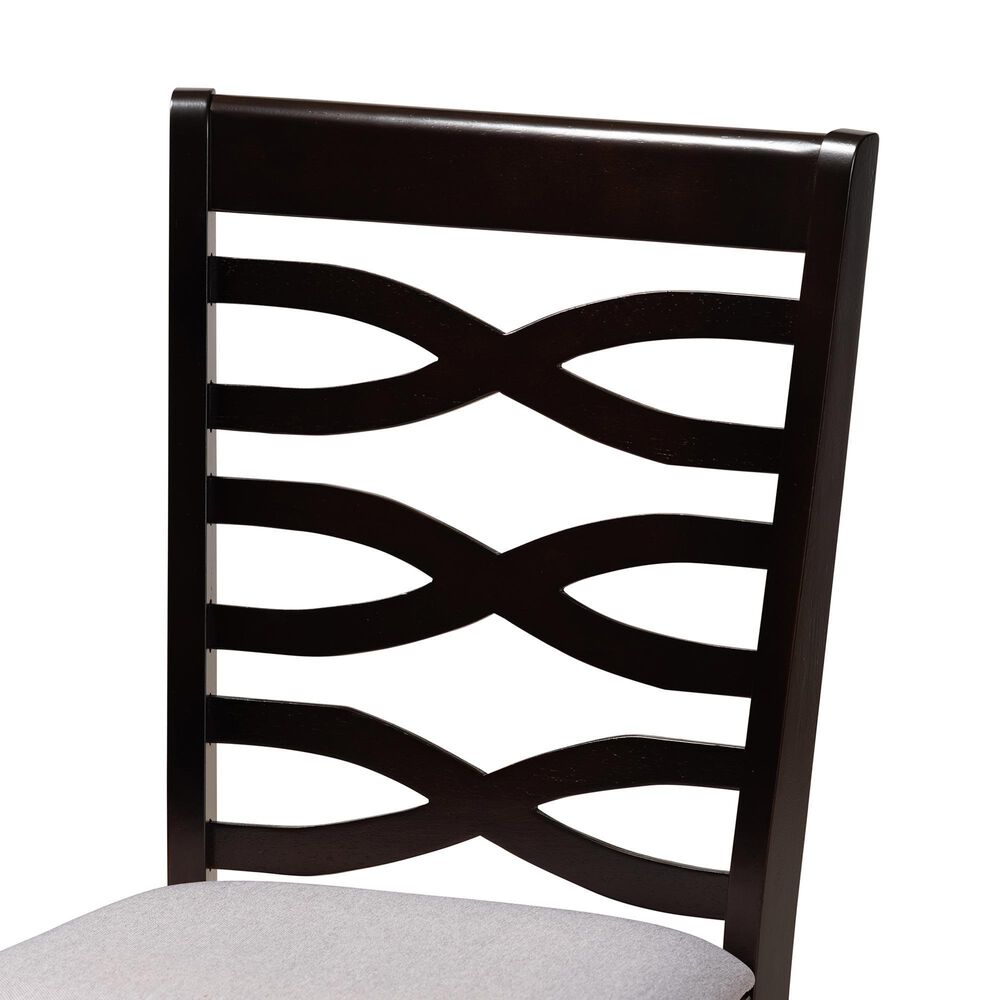 Baxton Studio Lanier Side Chair with Grey Cushion in Espresso Brown (Set of 2), , large