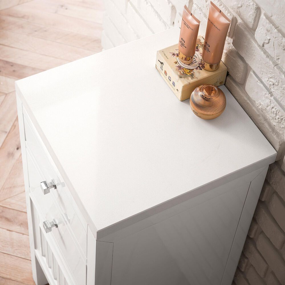 James Martin Vanities Athens 15" Left Door Cabinet in Glossy White with 3 cm White Zeus Quartz Top, , large