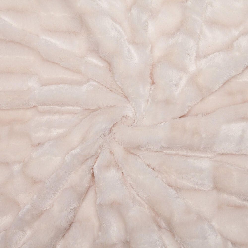 Chanasaya Home 50&quot; x 65&quot; Deco Faux Fur Throw Blanket in Creme, , large