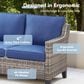 Hearth and Haven Outdoor Sofa with Cushions and Gray Wicker in Blue, , large