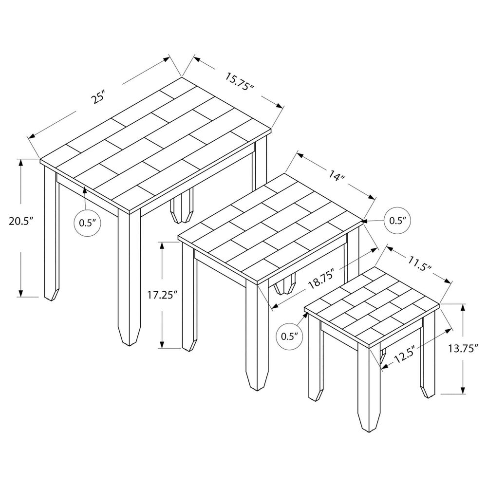 Monarch Specialties Nesting Table in Cream, Onyx, Gray and Espresso &#40;Set of 3&#41;, , large