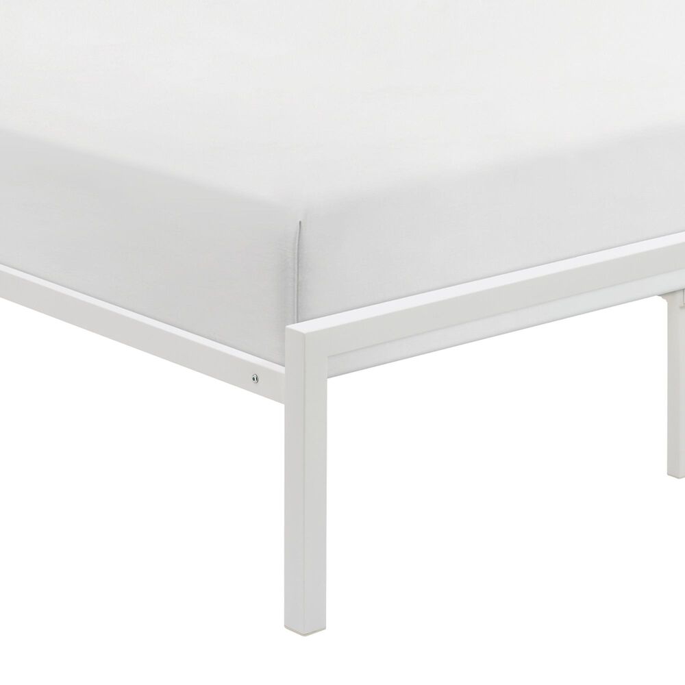 Hearth and Haven Eastern King Platform Bed with Faux Cane Panel Headboard in White, , large