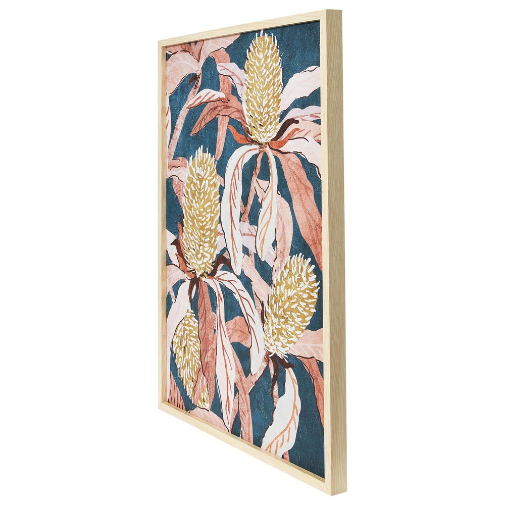 Creative Coop 39.38" x 27.5" Floral Prints Wall Art in Blue, Brown, Yellow and Orange (Set of 2), , large