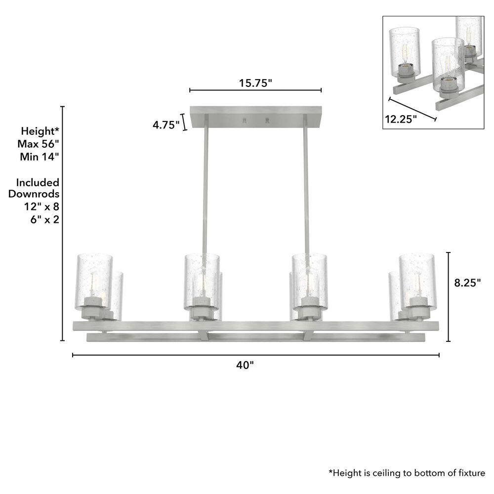 Hunter Hartland 8-Light Linear Chandelier in Brushed Nickel, , large