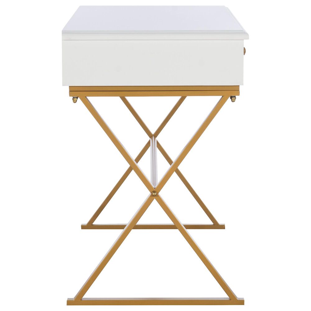 Linon Home Decor Campaign 2-Drawer Desk in White and Gold, , large
