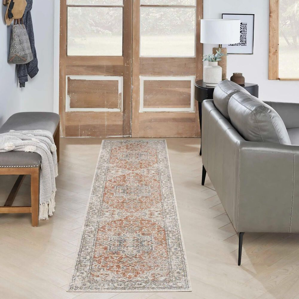 Nourison Astra Machine Washable 2&#39;2&quot; x 8&#39; Gold and Multicolor Runner, , large