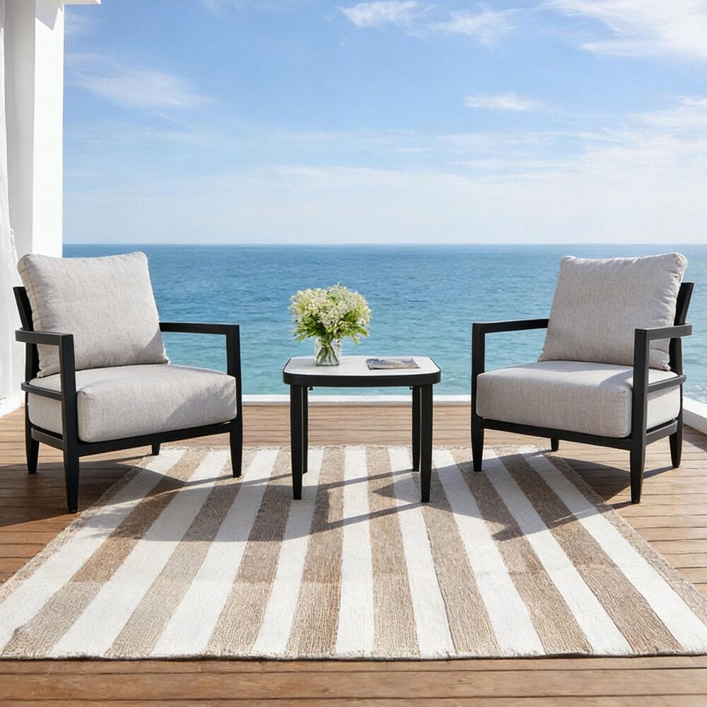 Hearth and Haven 3-Piece Outdoor Aluminum Club Chair Set with Side Table in Cast Silver, , large