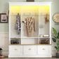 HOMLUX 9-Hook Hall Tree with 3-Cabinet in White and Natural, , large